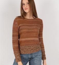 Ginger Merino Blend Tweed Knit Jumper with Cable Details – Brown Blend via STUDIO MYR