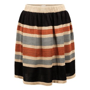 Bogolan Multi Colour Striped Linen Blend Swirly Skirt - Natural Colours from STUDIO MYR