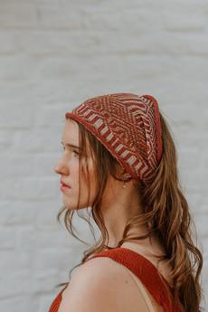 Himba Tribal Jacquard Linen Blend Bandana – Rusty Brown/Neutrals via STUDIO MYR