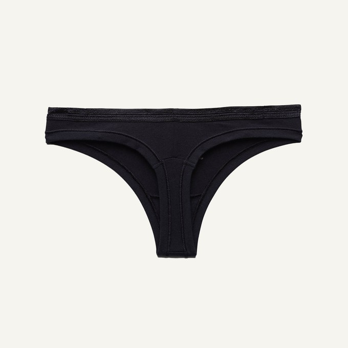 Organic Cotton Low-Rise Thong in Carbon from Subset