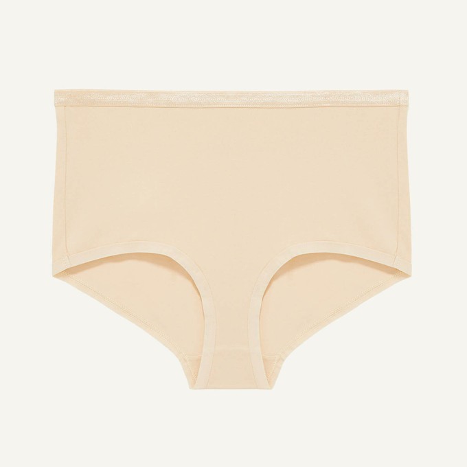 Organic Cotton Mid-Rise Retro Brief in Wheat from Subset