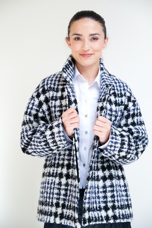 Halflange Jas | Wol Ruit from Sûr Atelier