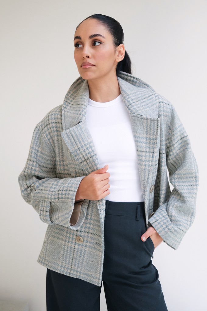 Korte Jas | Ruit Blauw from Sûr Atelier