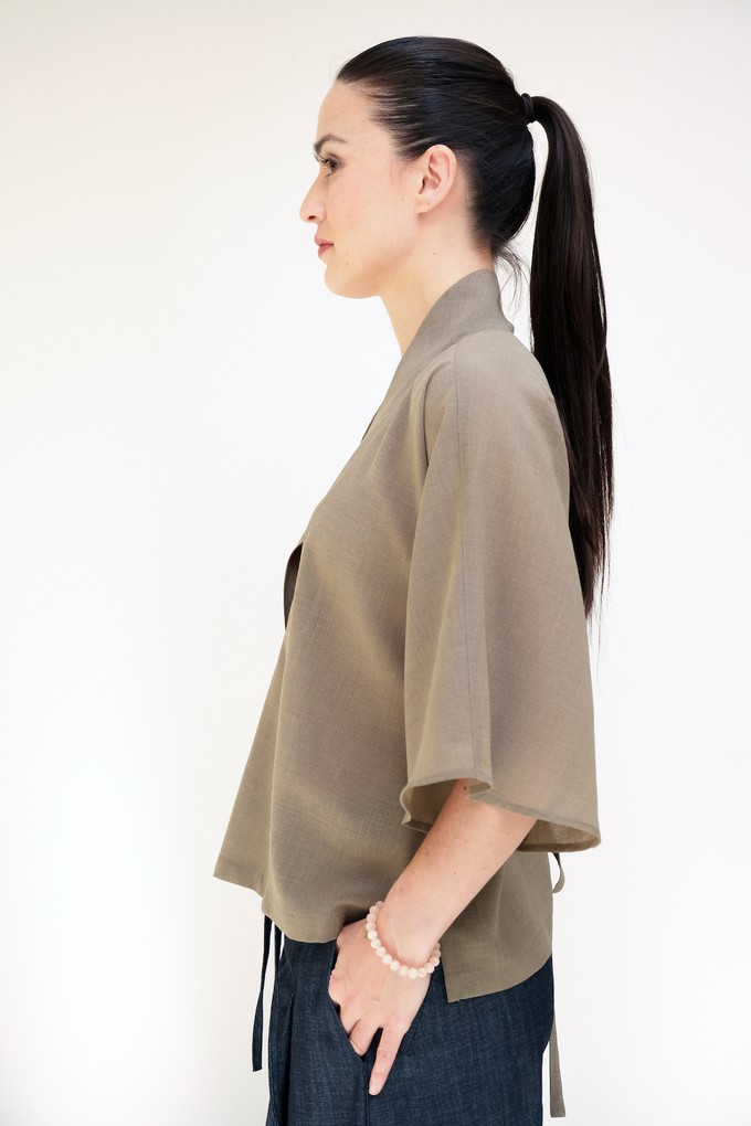 Oosterse Top | Wol Groen Beige from Sûr Atelier