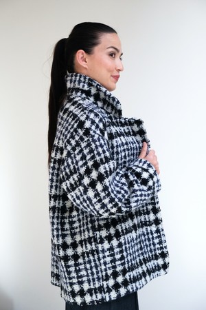 Halflange Jas | Wol Ruit from Sûr Atelier