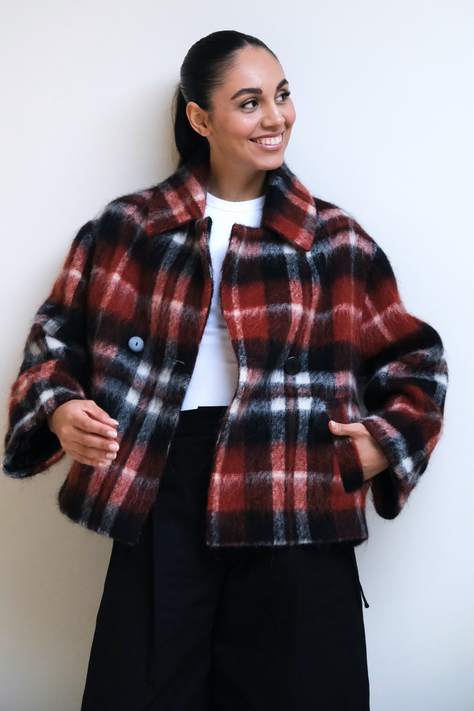 Korte Jas | Ruit Zwart Rood from Sûr Atelier