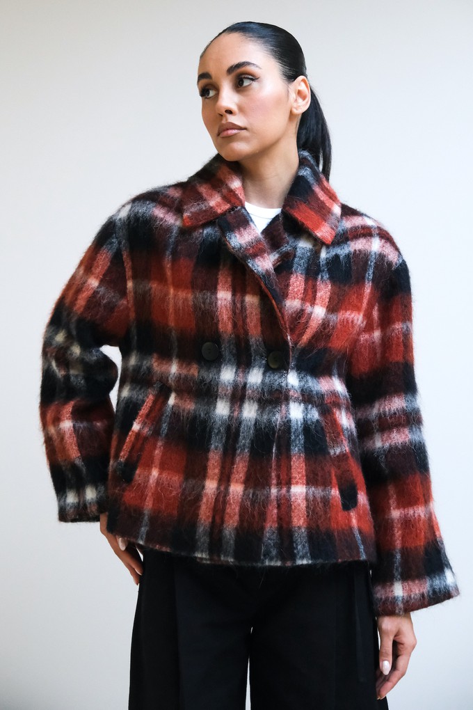 Korte Jas | Ruit Zwart Rood from Sûr Atelier