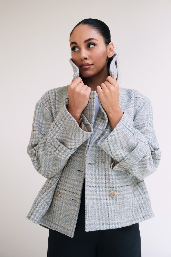 Korte Jas | Ruit Blauw from Sûr Atelier