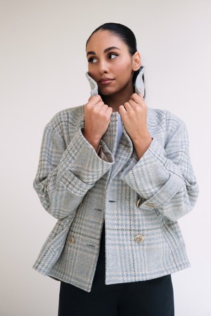 Korte Jas | Ruit Blauw from Sûr Atelier