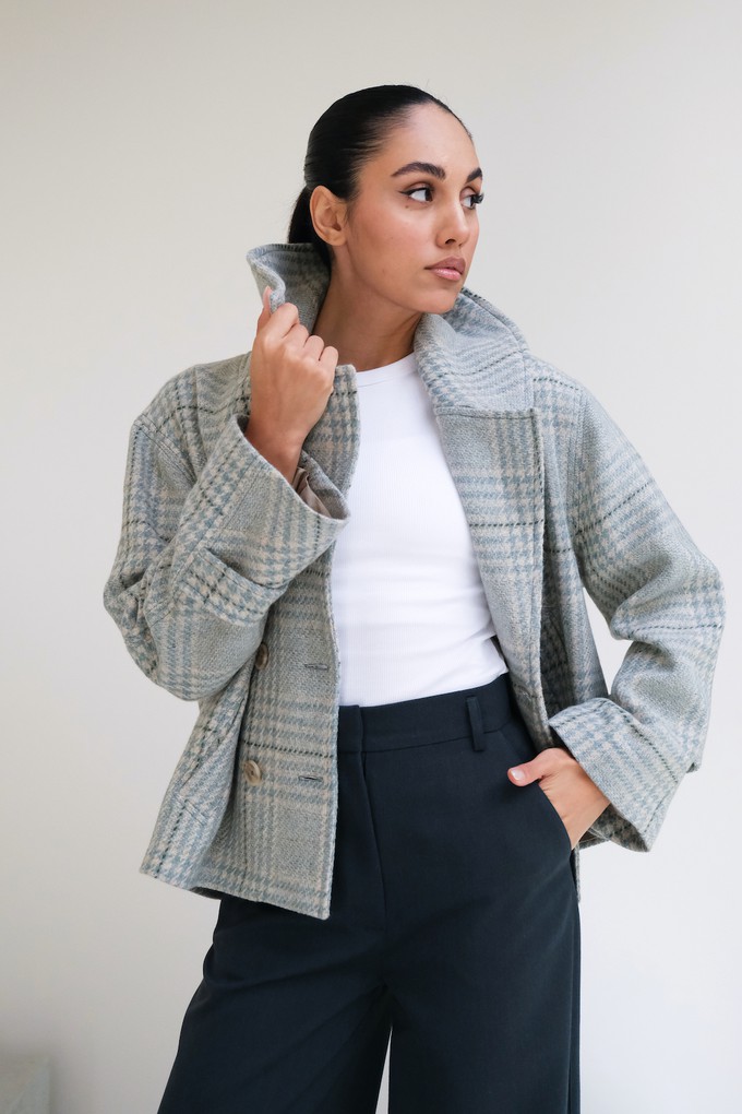 Korte Jas | Ruit Blauw from Sûr Atelier