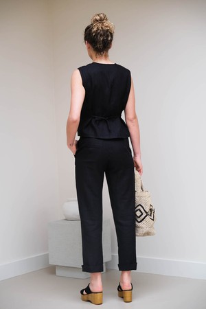 Tess Broek | Linnen Zwart from Sûr Atelier