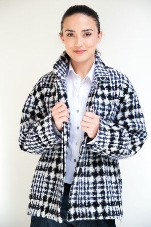 Halflange Jas | Wol Ruit from Sûr Atelier