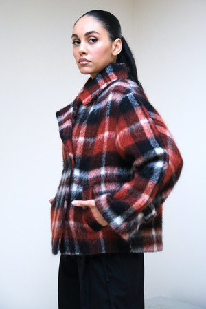 Korte Jas | Ruit Zwart Rood from Sûr Atelier