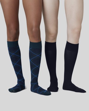 2-pack Franka Check & Solid Knee Highs from Swedish Stockings
