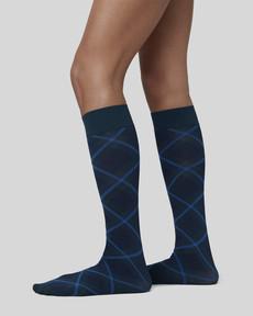 2-pack Franka Check & Solid Knee Highs via Swedish Stockings