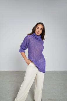 Extra High Neck Airy Sweater - Purple via Tenné