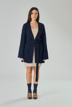 Wide cardigan in merino wool blend - Silvia via Tenné