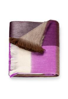 Alpaca Loca Sjaal Blocked Plum Purple, Wine Red, Ivory, Brown via The Blind Spot
