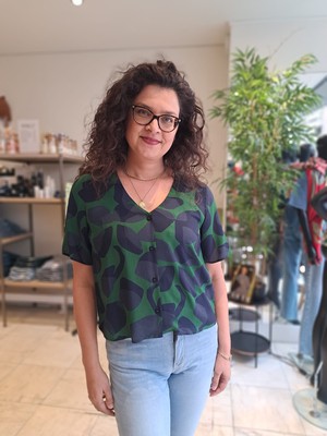 Thinking Mu Blouse Libelula Dark Leaf from The Blind Spot