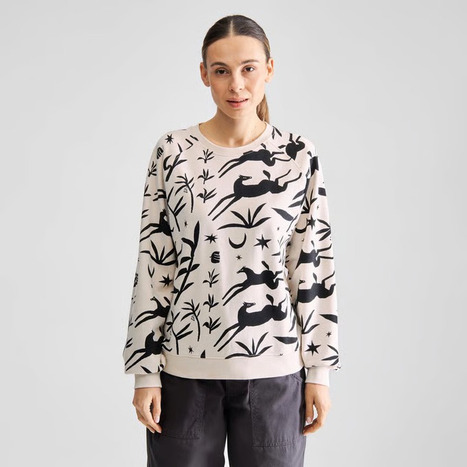 Dedicated | Sweater Ystad Papercut Horses Oat White from The Blind Spot