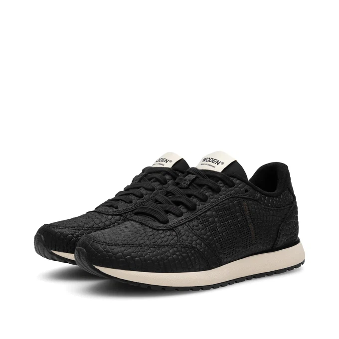 Woden | Ronja Sneakers Croco Black from The Blind Spot
