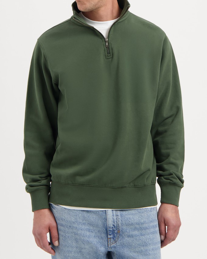 Kuyichi | Sweater Vince Zip Moss Green from The Blind Spot