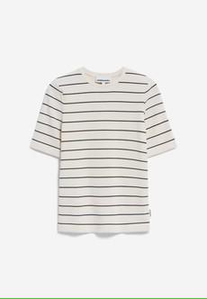 T-shirt Jaanisara Fine Stripe Oatmilk Black via The Blind Spot