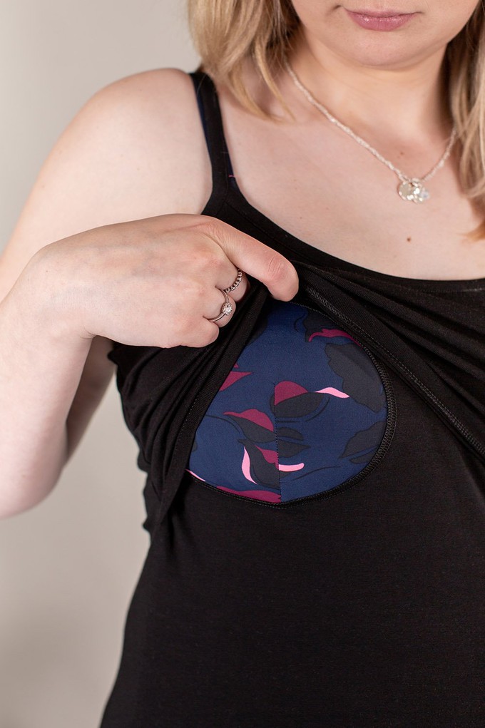 Organic Breastfeeding Strappy Vest in Black from The Bshirt