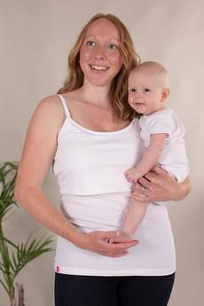 Organic Breastfeeding Strappy Vest in White van The Bshirt