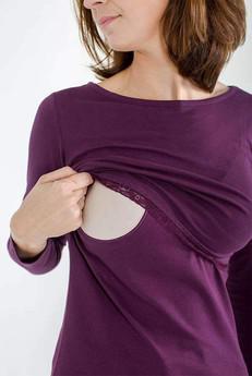 Organic Long Sleeves Breastfeeding Top in Plum *Clearance* van The Bshirt