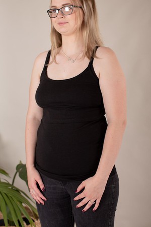 Organic Breastfeeding Strappy Vest in Black from The Bshirt