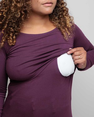 Organic Long Sleeves Breastfeeding Top in Plum from The Bshirt