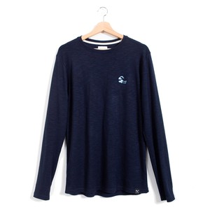T-shirt lange mouw - gerecyclede stof - Japanse golf van Kanagawa - donkerblauw from The Driftwood Tales
