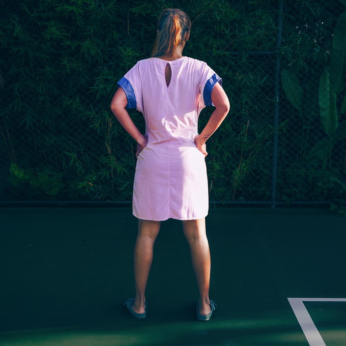 Kleid - Re-Denim + rosa Baumwolle from The Driftwood Tales