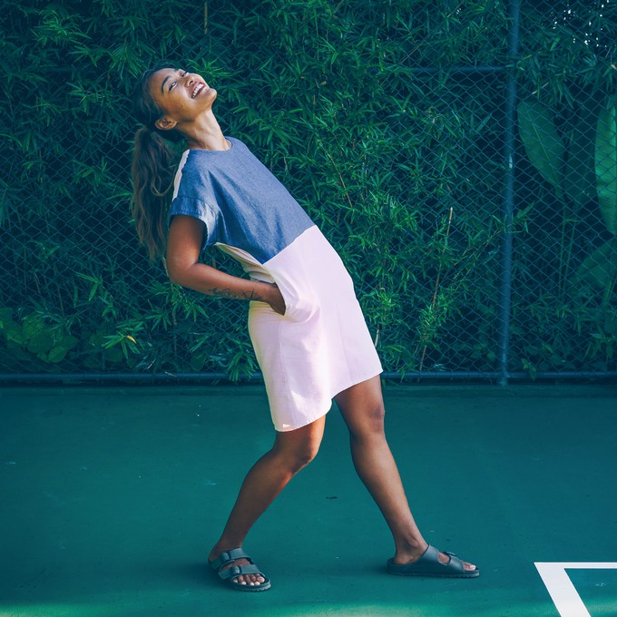 Kleid - Re-Denim + rosa Baumwolle from The Driftwood Tales