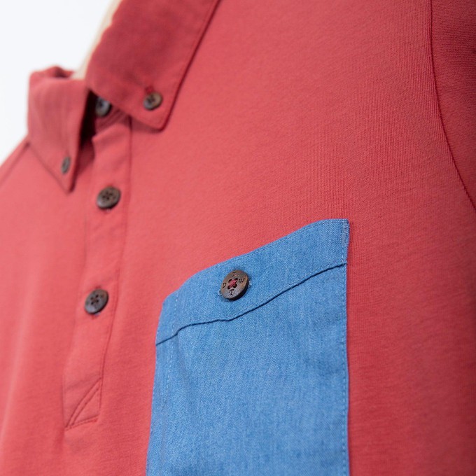 Poloshirt Basic - Rood + jeans borstzakje from The Driftwood Tales