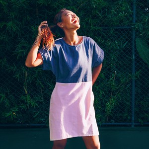 Kleid - Re-Denim + rosa Baumwolle from The Driftwood Tales