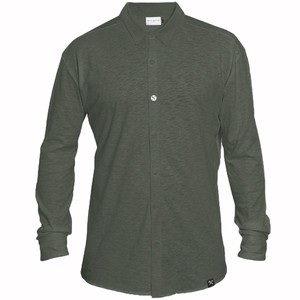 Overhemd - Biologisch katoen - Leger groen - verborgen button down from The Driftwood Tales
