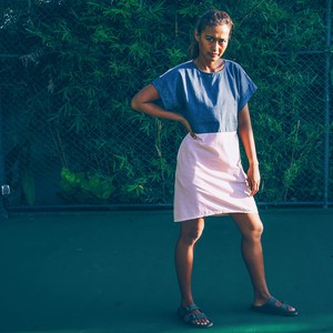 Kleid - Re-Denim + rosa Baumwolle from The Driftwood Tales