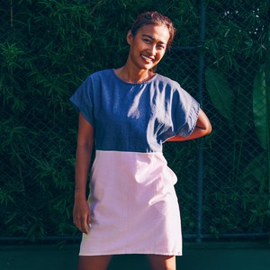 Kleid - Re-Denim + rosa Baumwolle from The Driftwood Tales