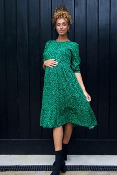Eden Green Leopard Print Nursing Midi Dress via Tilbea London