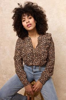 Amba Frill Shirt | Leopard Print via Tilbea London