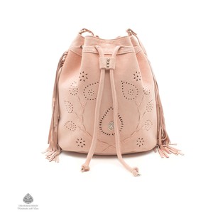 Carmen - Handmade pink suede western crossbody fringe bag with embroideries from Treasures-Design
