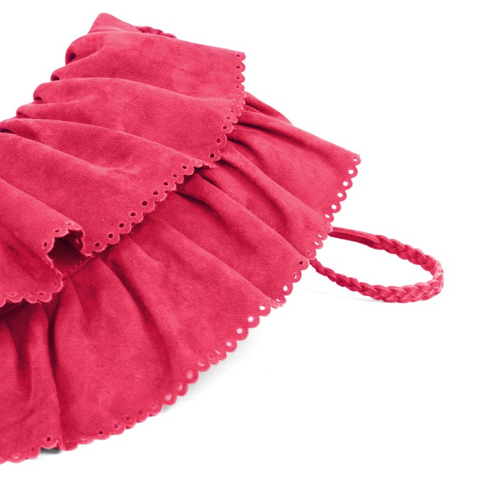 Tara - layered suede boho crossbody bag - cherry from Treasures-Design