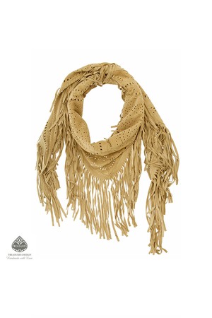 LEA - LARGE FRINGE WRAP - WARM HONEY YELLOW from Treasures-Design