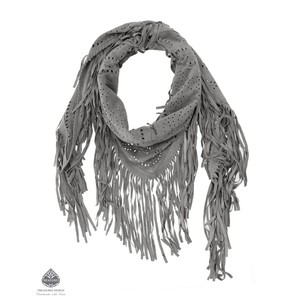 LEA FRINGE SHAWL - GREY from Treasures-Design