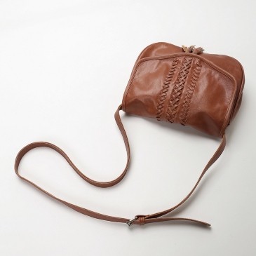 Salina leather saddle crossbody bag with embroidery details and tassel - tan from Treasures-Design