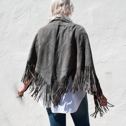 LEA FRINGE SHAWL - GREY from Treasures-Design