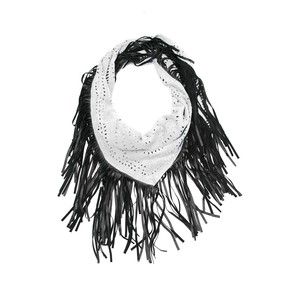 milla suede fringe white - black leather fringes from Treasures-Design