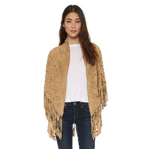 LEA - LARGE FRINGE WRAP - WARM HONEY YELLOW from Treasures-Design